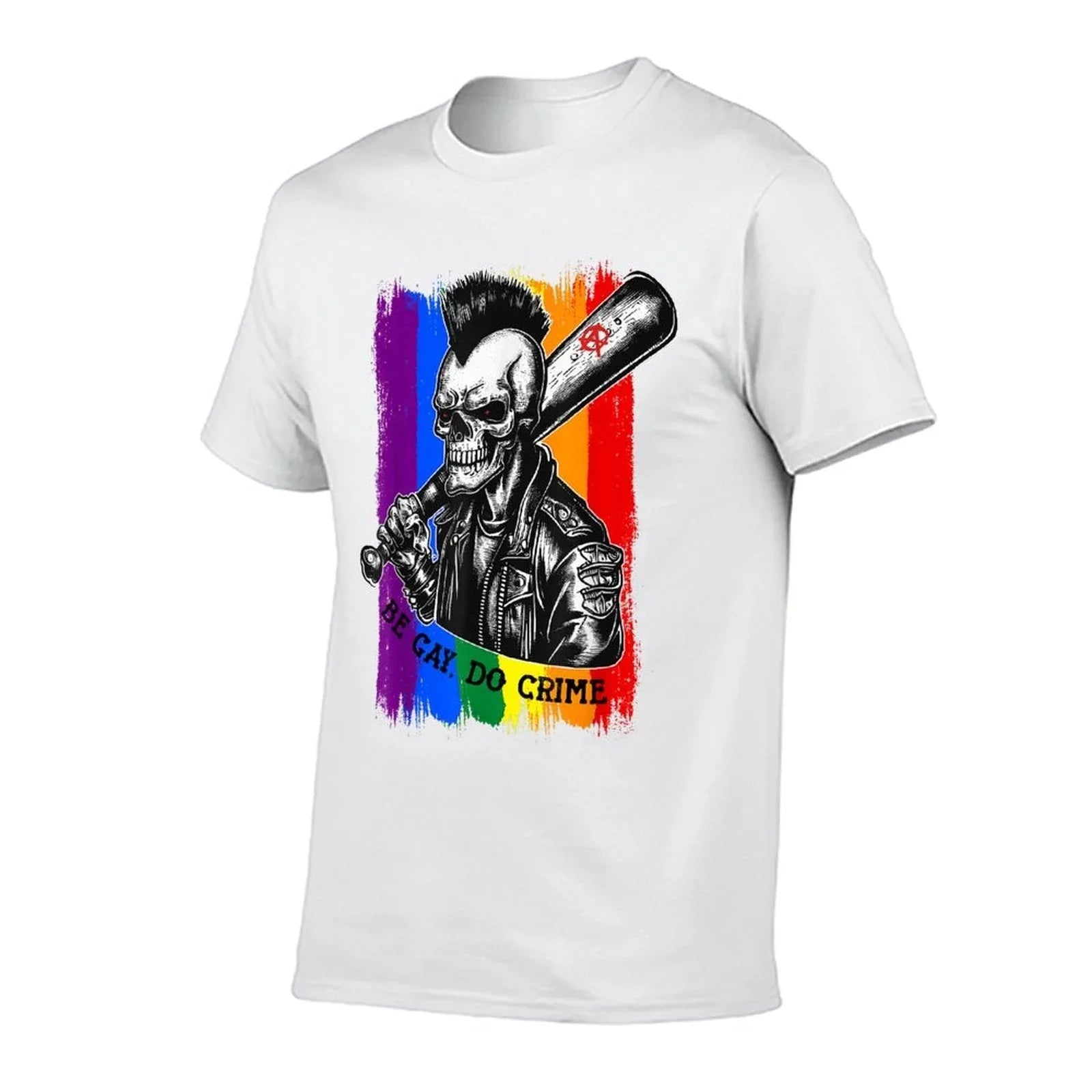 BE GAY DO CRIME Skull Queer Punk Queercore Rainbow Meme  Moisture-wicking T-Shirt