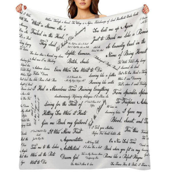 Taylor's The Tortured Poets Department Eras Tour Lyric Dress Comfort Throw Blanket