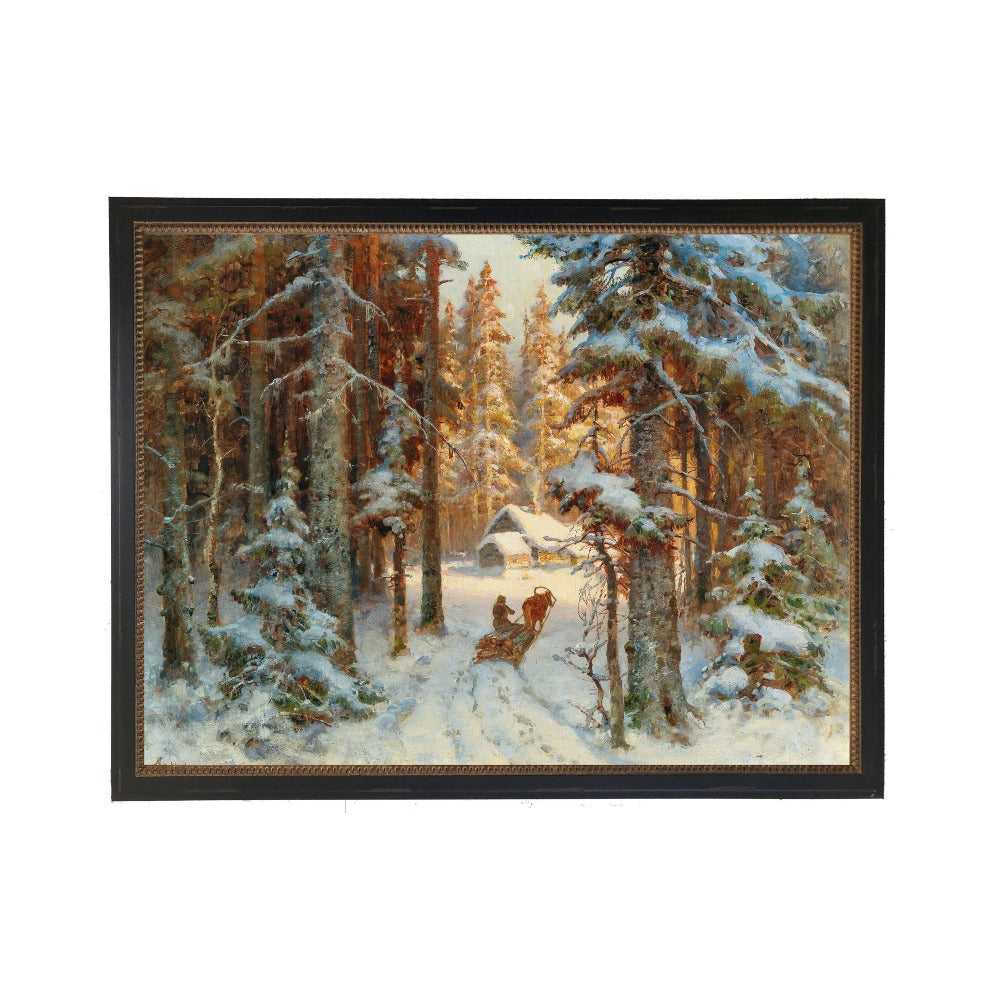 Vintage Oil Reproduction of a Snowy Winter Scene