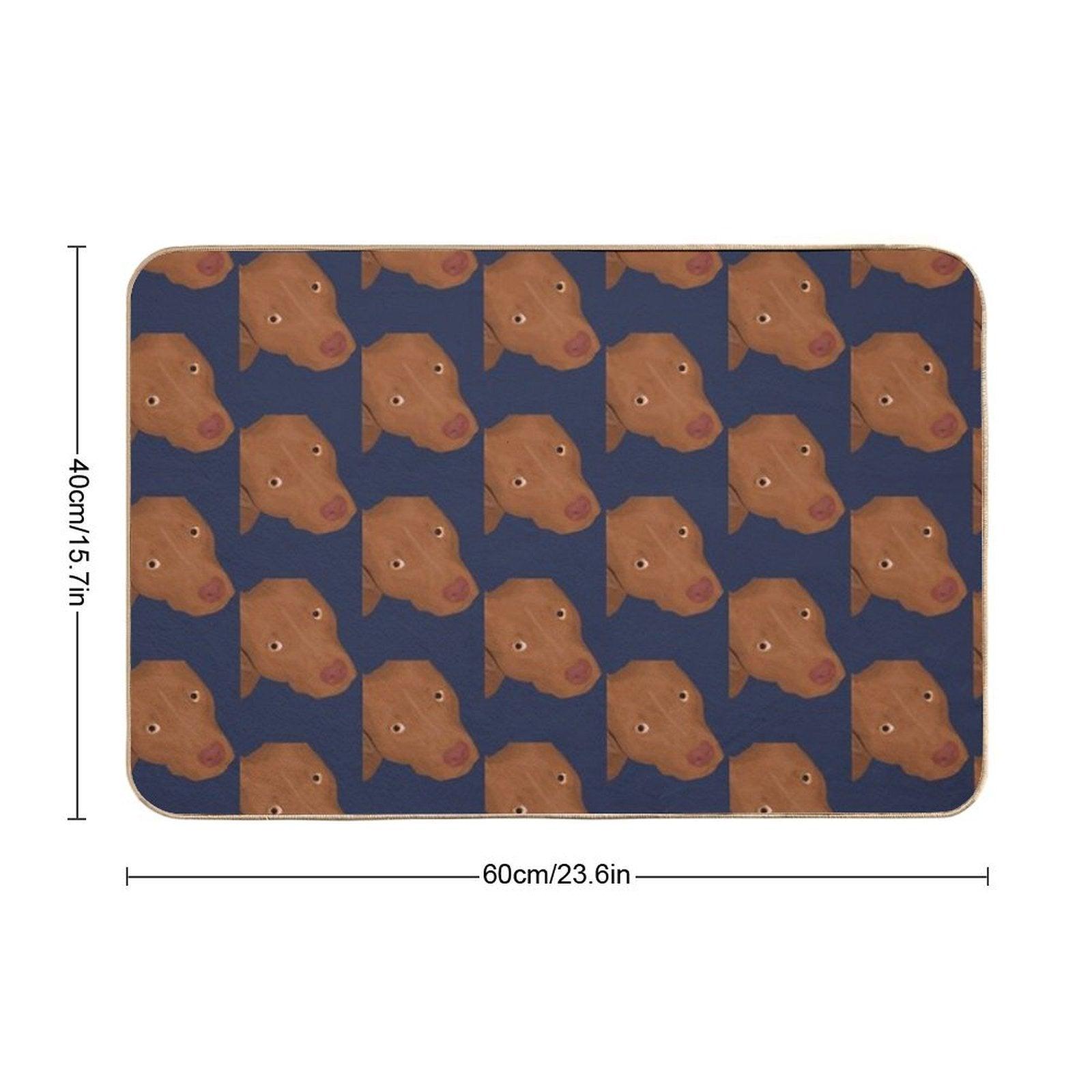 Cute Red Nose Pitbull Portrait - Vector Art Bath Mat