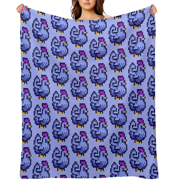 Blue Chicken Stardew Valley Plush Throw Blanket