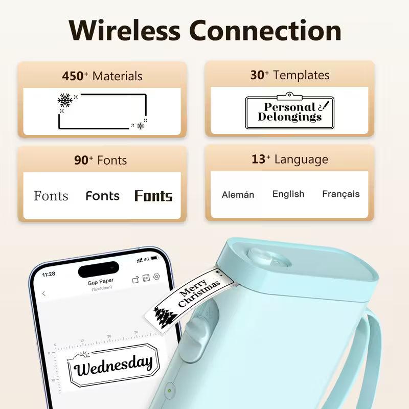 P21 Wireless Thermal Label Maker – Portable USB Printer with Paper Roll, Rechargeable & Ink-Free