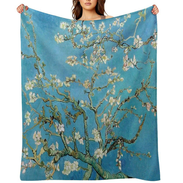 1890-Vincent Van Gogh-Almond Blossom-73.5x92 Throw Blanket