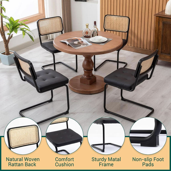 Mid Century Upholstered Cantilever Dining Chairs Black