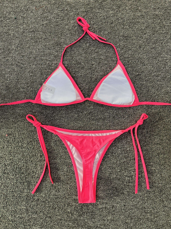 Bikini Leopard Print 2 Piece Swimsuit for Women – High Cut Lace-Up Backless Flattering Bikini Set with Halter Spaghetti Strap – Stretchy Sexy and Stylish Swimwear for Pool Beach and Summer Vacation