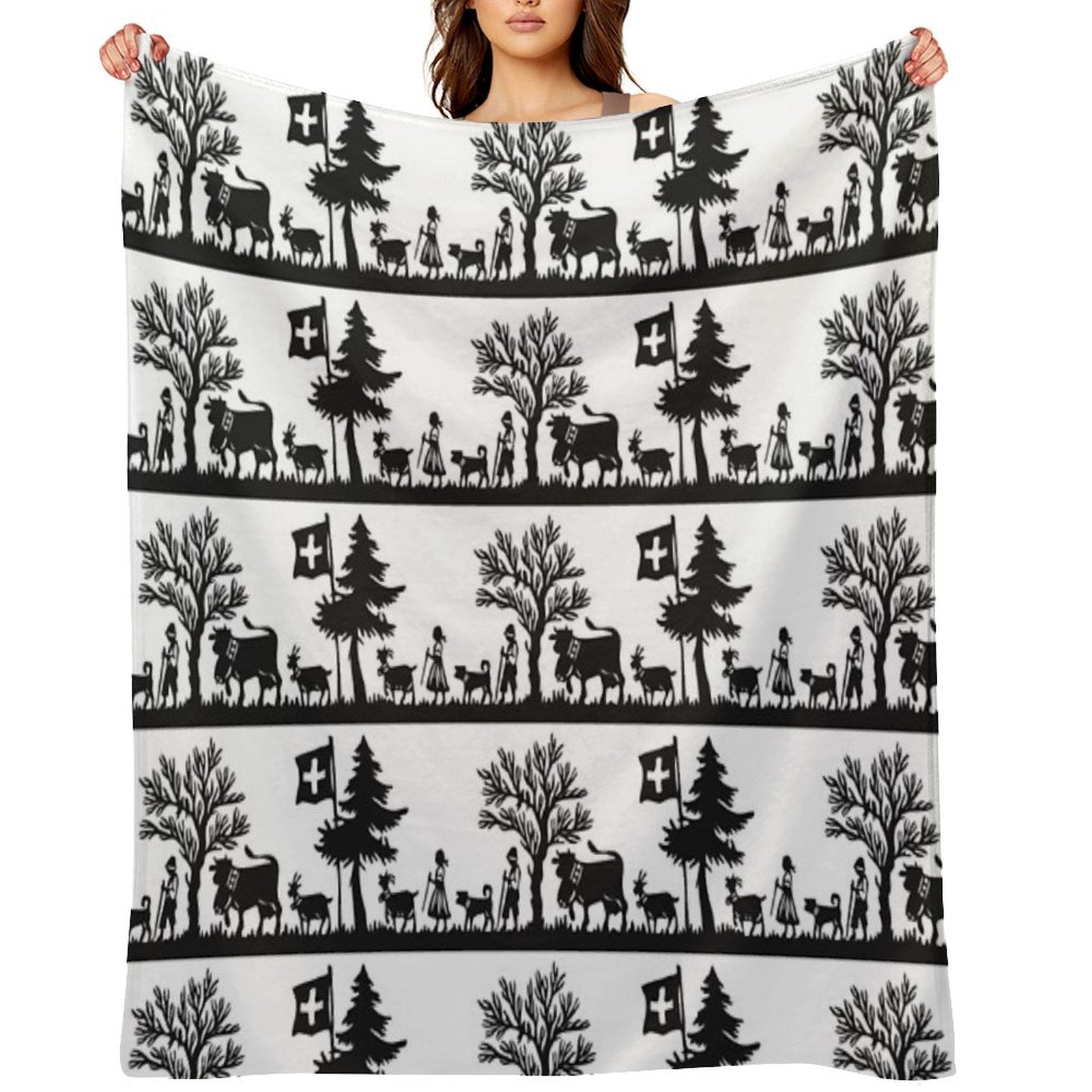 Paper Cutting from Switzerland Durable Throw Blanket