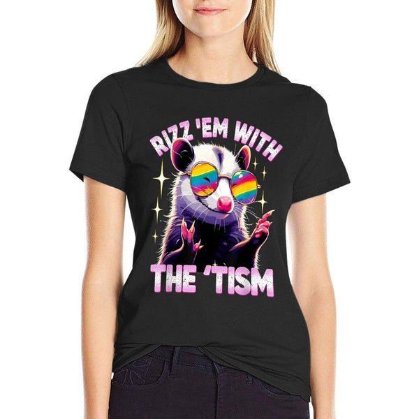 Autism Opossum Funny Rizz Em With The Tism Meme Autistic T-Shirt