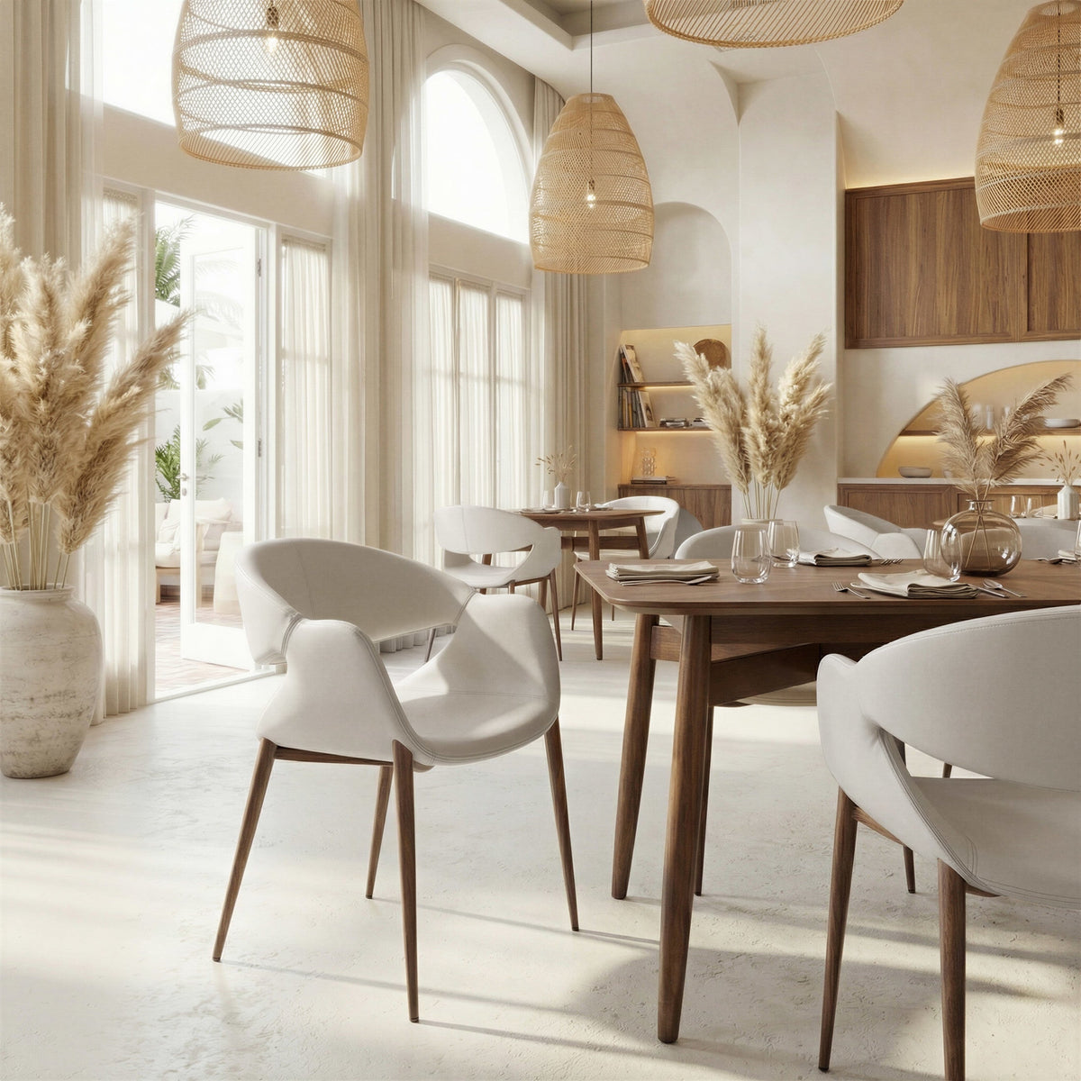 Limay Dining Chair (Set of 2) Beige & Walnut