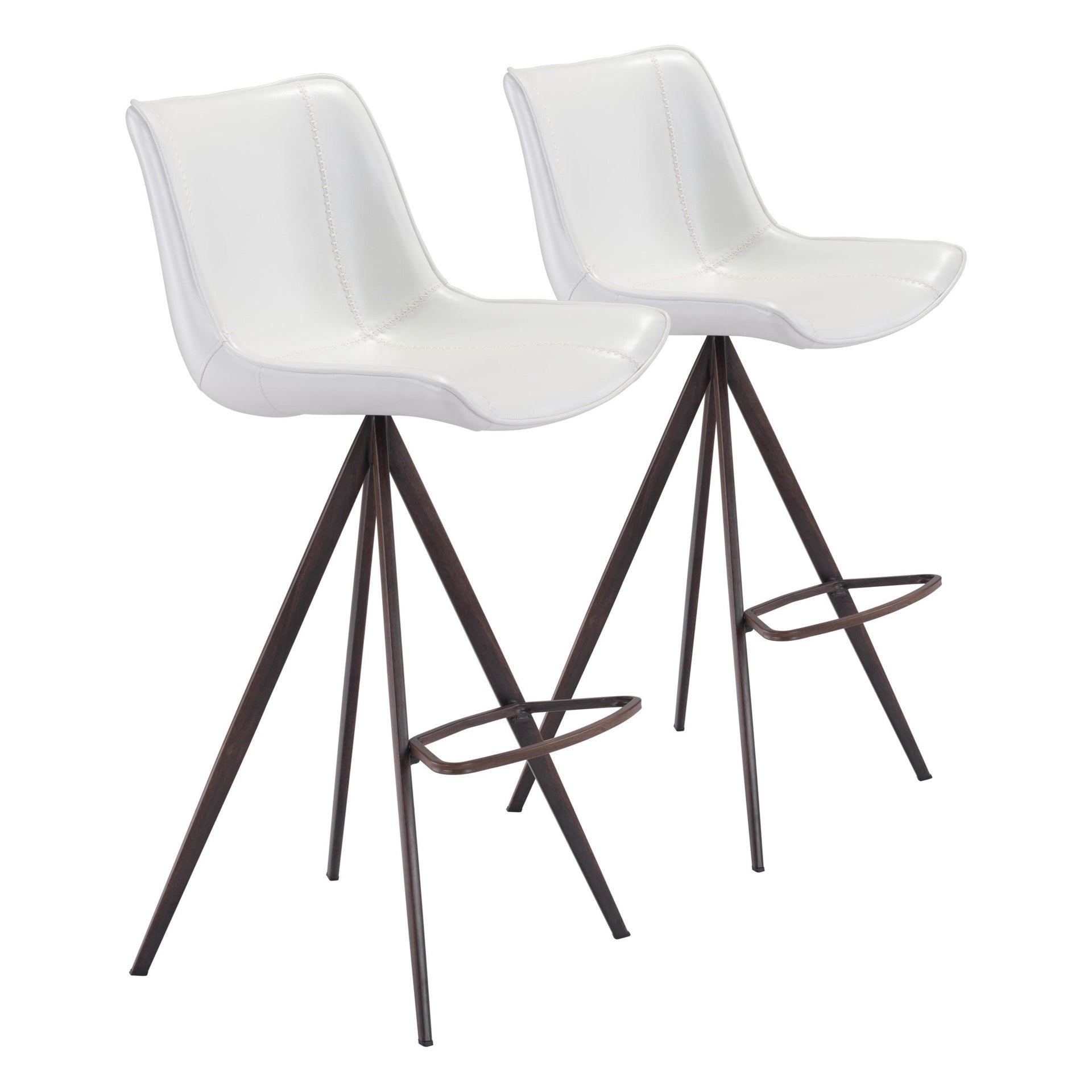 Aki Barstool (Set of 2) White & Walnut
