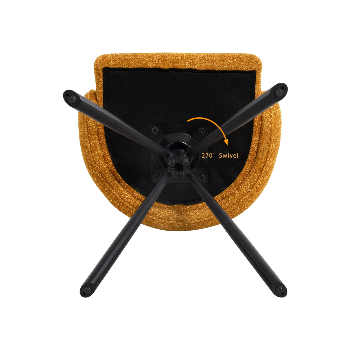 Modern 270° Swivel Upholstered Desk Chairs Set of 2 in Orange, Chenille Fabric with Metal Base for Home Office, Bedroom, Or Living Room
