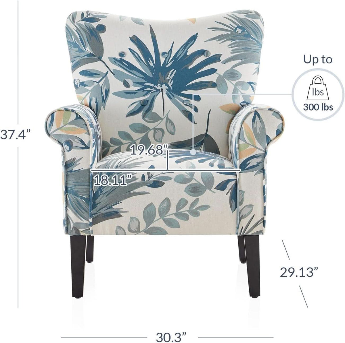 Wingback Upholstered Accent Chair Green Floral
