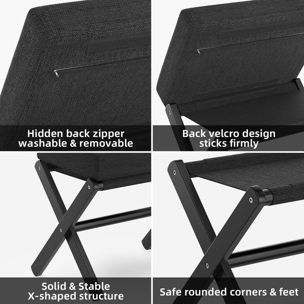 Foldable Foot Stool Black For Contemporary Living Room