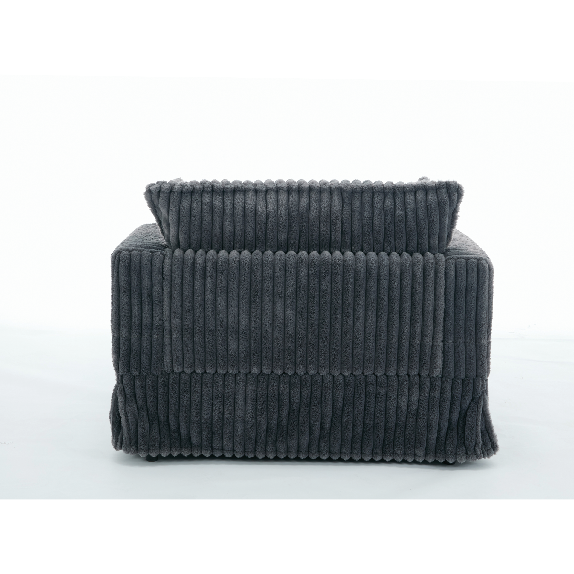 Oversized Corduroy Chaise Lounge with Ottoman in Dark Gray