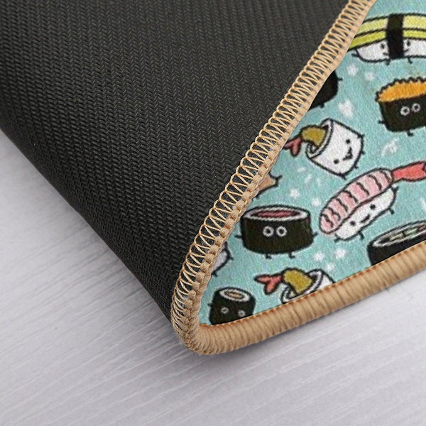 Cute Sushi Pattern  Kawaii Sushi Characters Bath Mat
