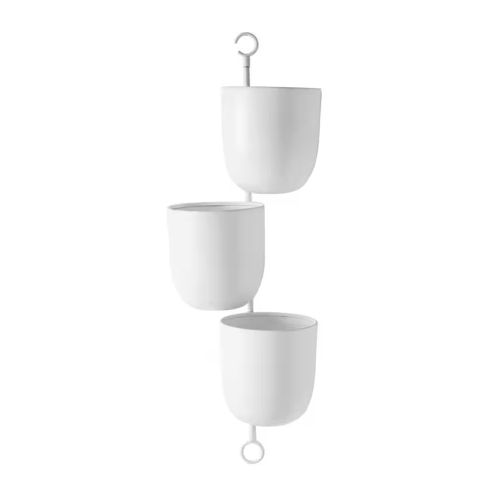 12 In. X 25 In. Contemporary Indoor/Outdoor White Metal Hanging Wall Planter Rack