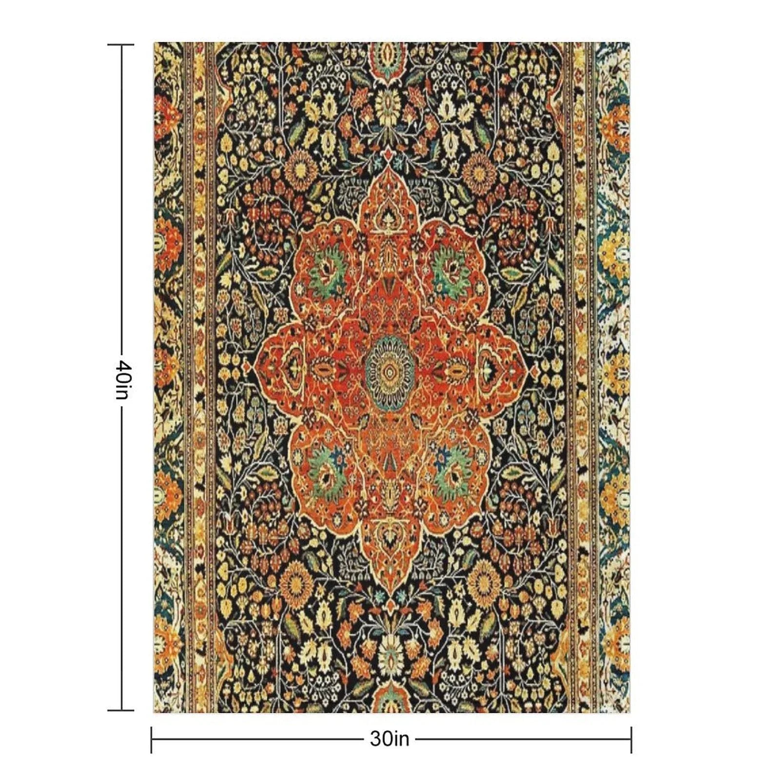 Antique Persian Mohtashem Kashan Rug Print Throw Blanket