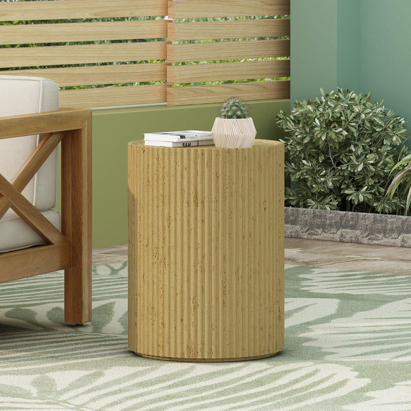 Cylindrical Outdoor Side Table Antique Brown MGO
