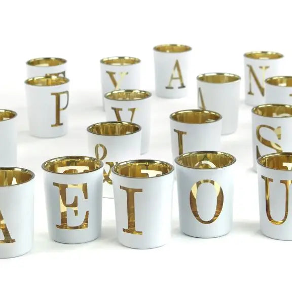 White & Gold Votive Letters