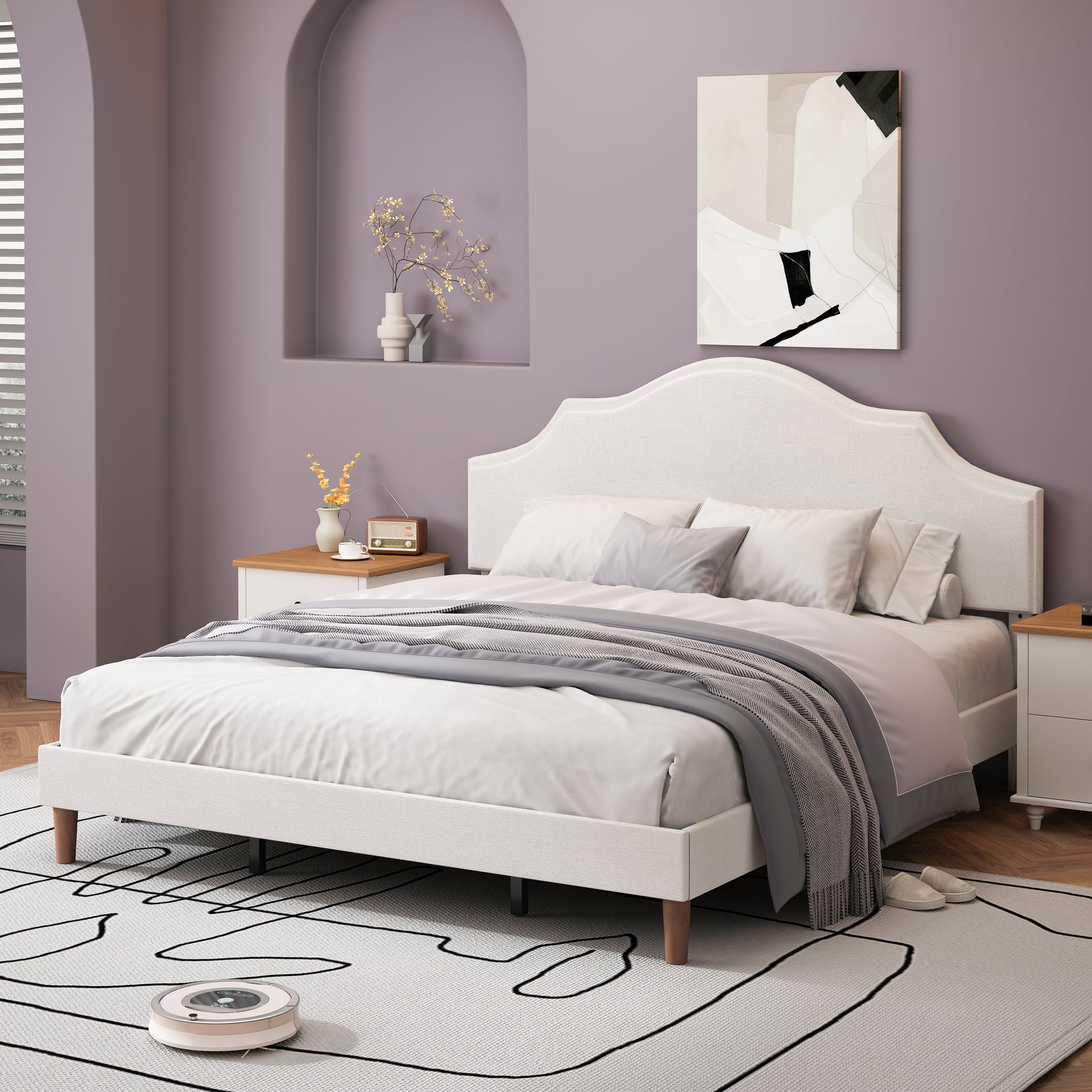King Size Bed Frame with Adjustable Headboard
