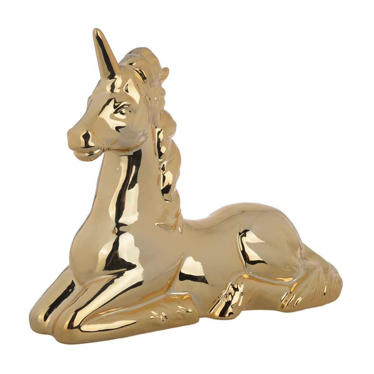 Modern Decorative  Gold Ceramic Unicorn Figurine