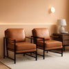 Luxurious PU Leather Armchair Set Ultrasoft Chestnut