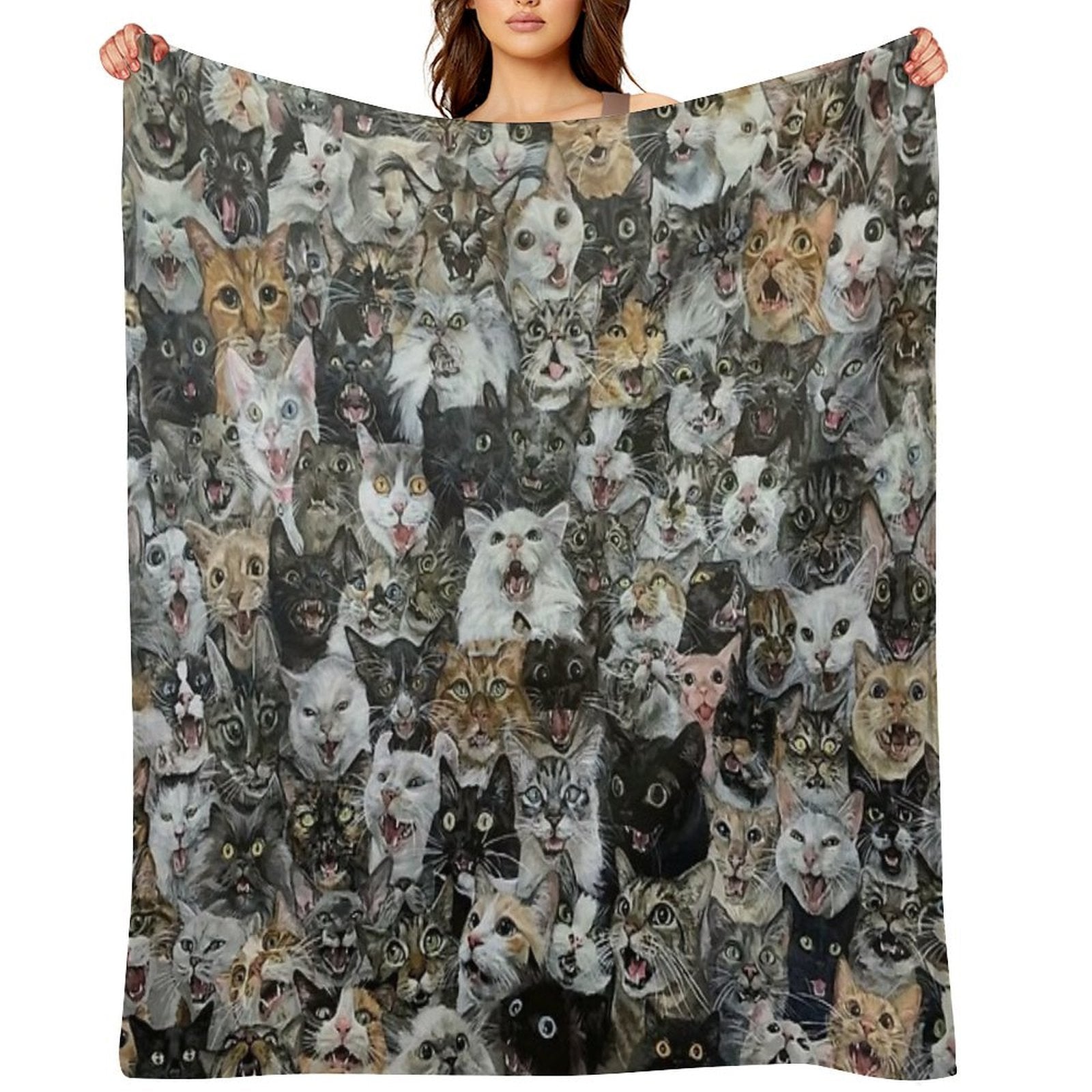 Cat You Can See Sustainable Throw Blanket
