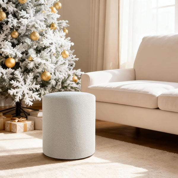 Round Velveteen Upholstered Ottoman With Padded Seat