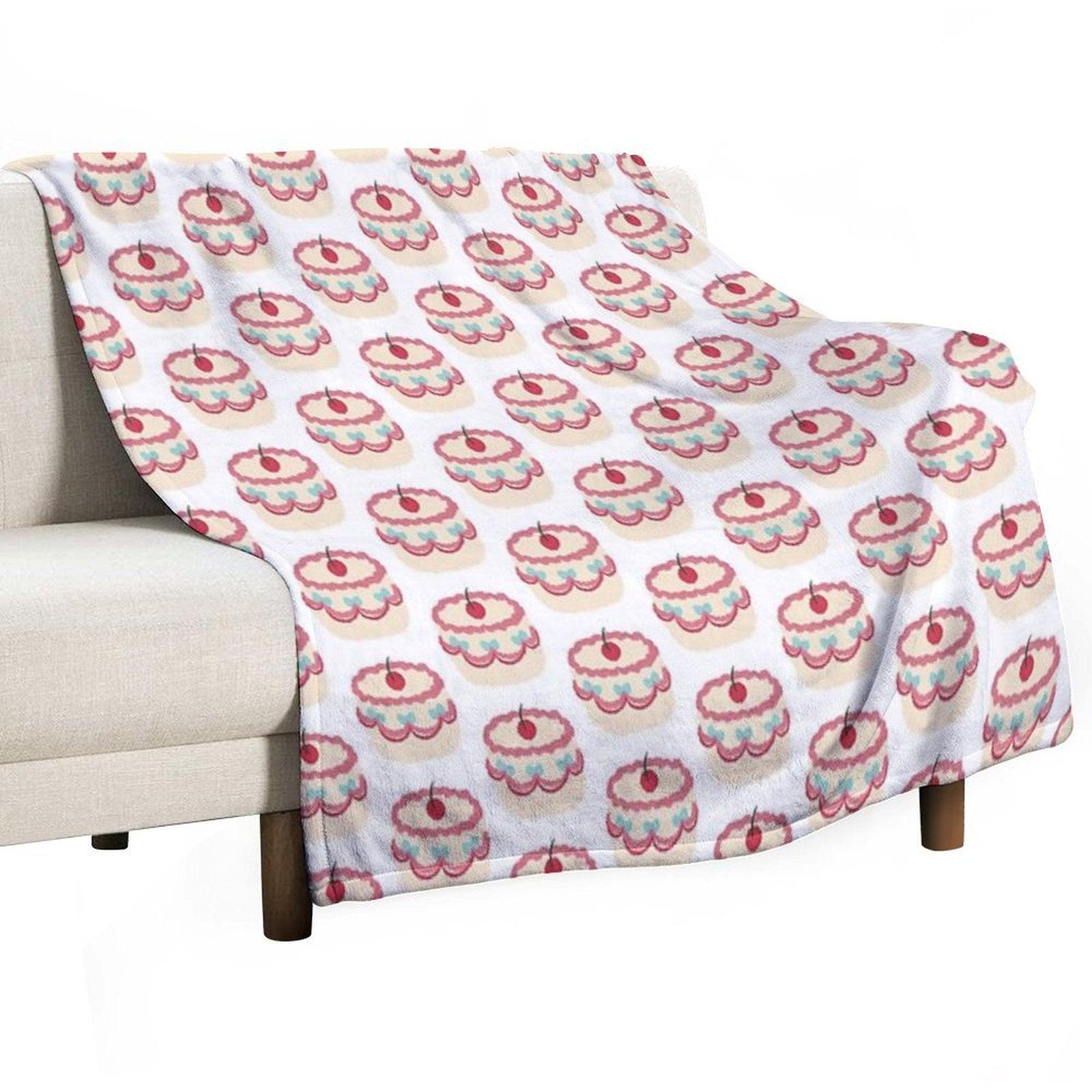 Cherry Bow Cake Throw Blanket