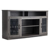 TV Stand For TVs Up To 65 Inch, Farmhouse Entertainment Center With Light Strip, Wooden TV Cabinet Storage With Glass Doors And Adjustable Shelves, Console Table For Living Room, Bedroom, Gray