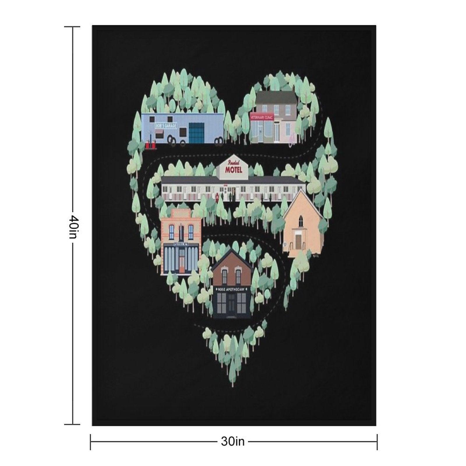 I Love The Town of Schitt's Creek, Where Everyone Fits In. From The Rosebud Motel to Rose Apothecary, A Drawing of The Schitt's Throw Blanket