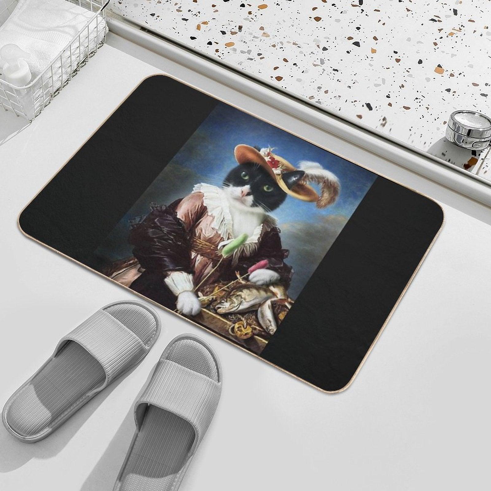 Cat Portrait - Batters  Dirt-Trapping Bath Mat