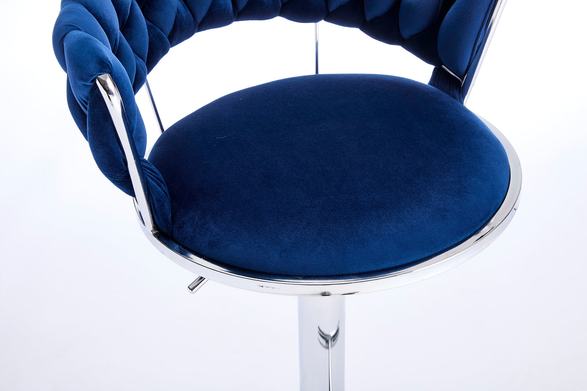 Set of 2 Bar Stools with Chrome Footrest & Base Swivel Height Adjustable Velvet