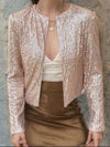 Elegant Women Full-Size Sequin Open Front Cropped Jacket With Glamorous Sparkle Luxury Women Party Jacket
