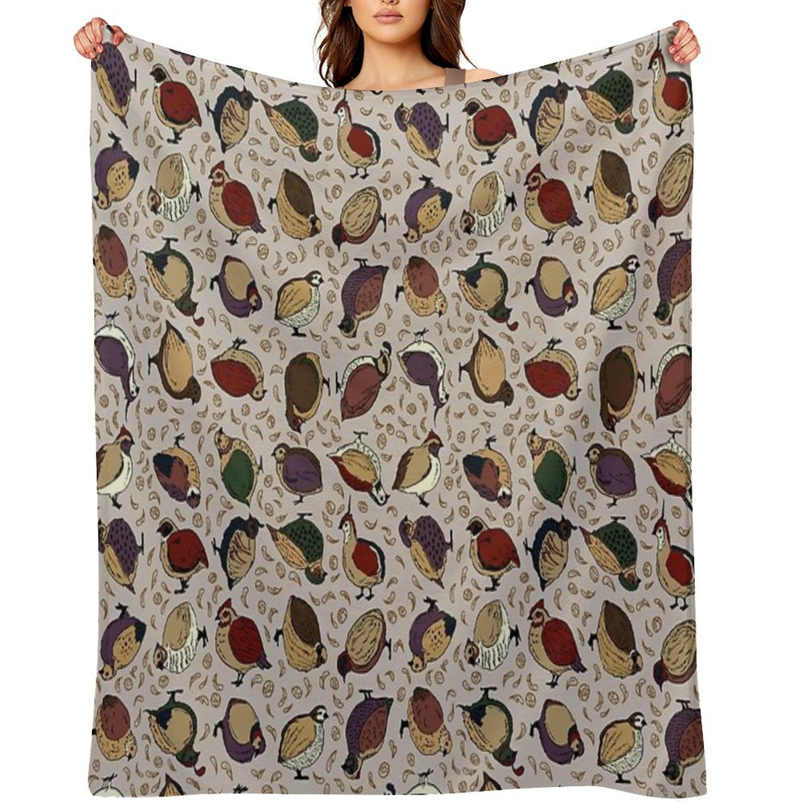 Rustic Quail (Now With More Quail!) Durable Throw Blanket