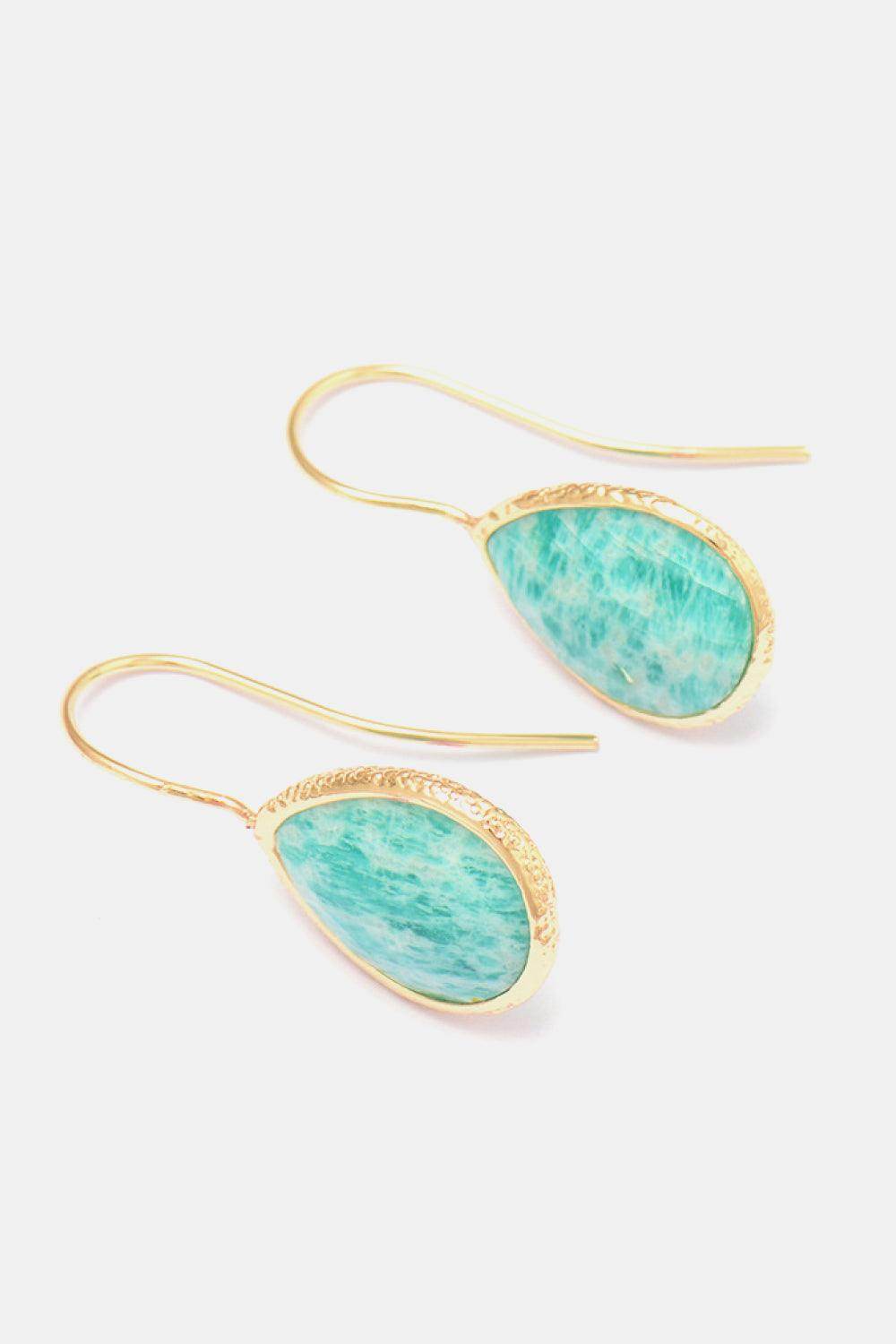 Handmade Natural Stone Teardrop Earrings in Modern Style