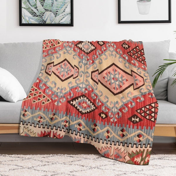 Vintage Anatolian Kilim 1970`s Versatility Throw Blanket