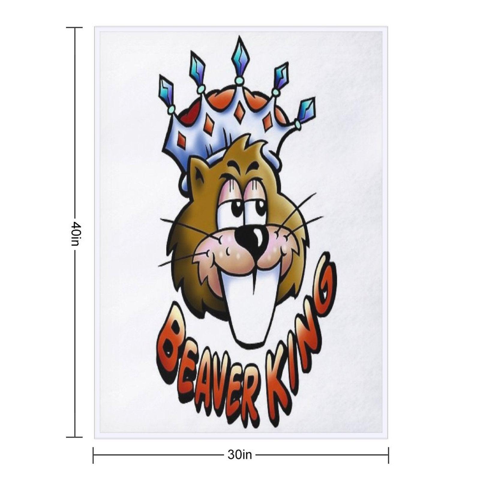 Beaver King - Red Text Throw Blanket