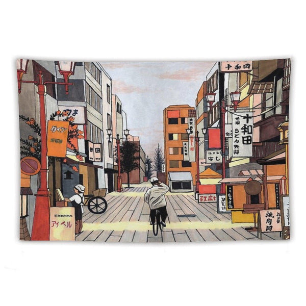 Early Morning Ride in Japan Tapestry