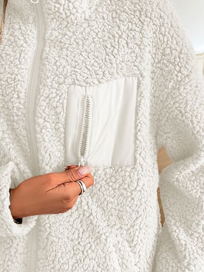 Winter Warm Zip Up Long Sleeve Jacket Fuzzy Cozy & Stylish Jacket Cold-Weather Essential Outdoor Jacket