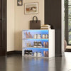 Luminous RGB LED White Shoe Cabinet with Glass Doors