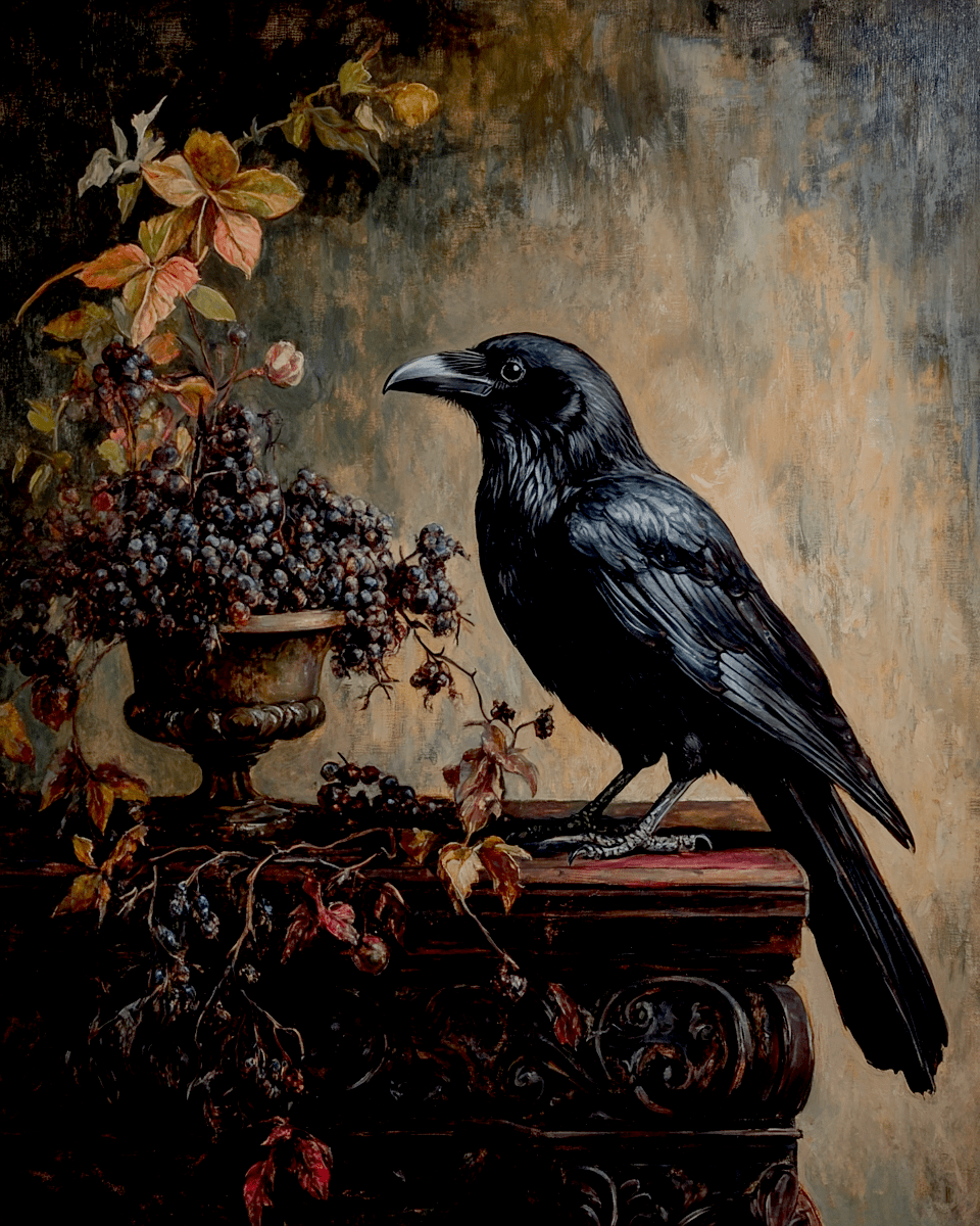 Animal Still Life Prints - Vintage Raven Wall Art | 8x10 Premium Paper Print