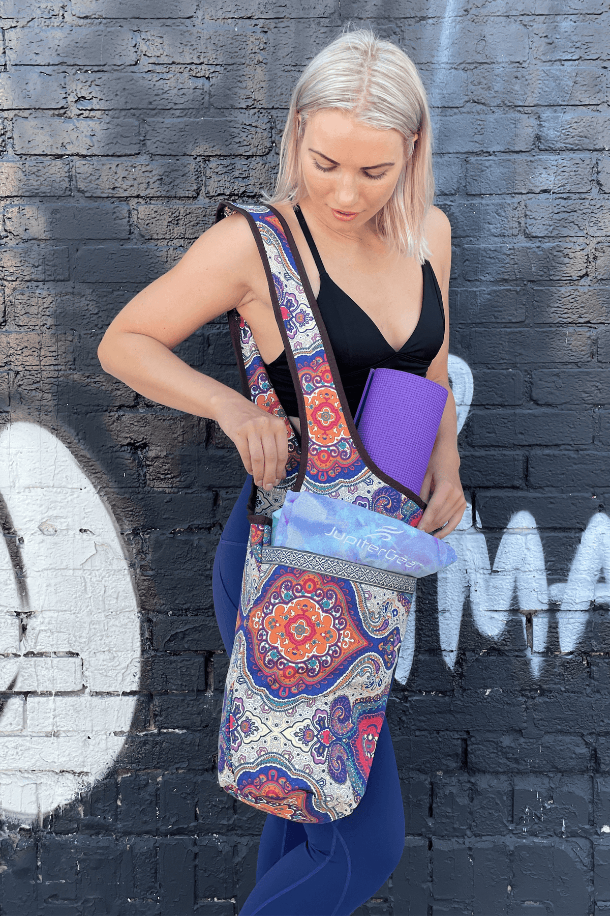JupiterGear Yoga Mat Carrying Tote Bag with Large Size Pockets | Multipurpose and Fit Most Size Mats