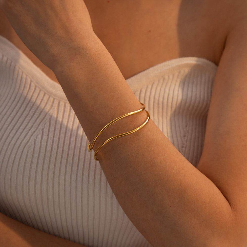 Minimalist Stainless Steel Cuff Bracelet for Everyday Wear