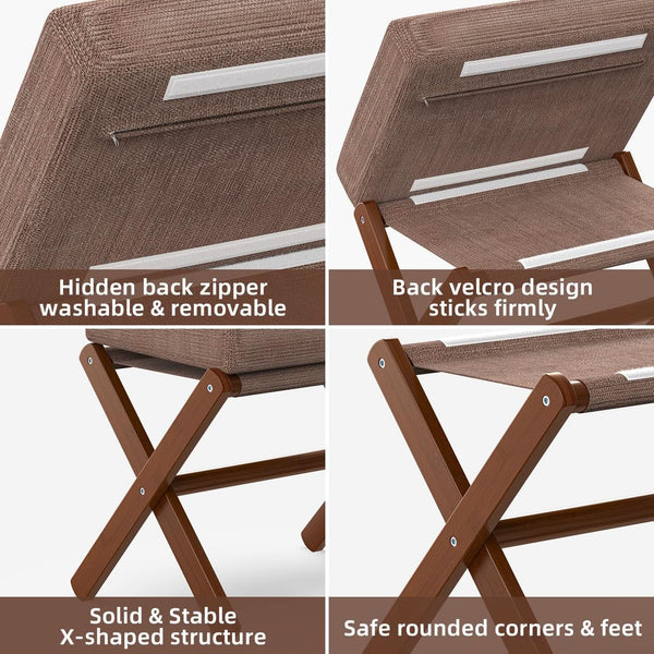 Espresso Brown Foldable Bamboo Footstool Dense Foam