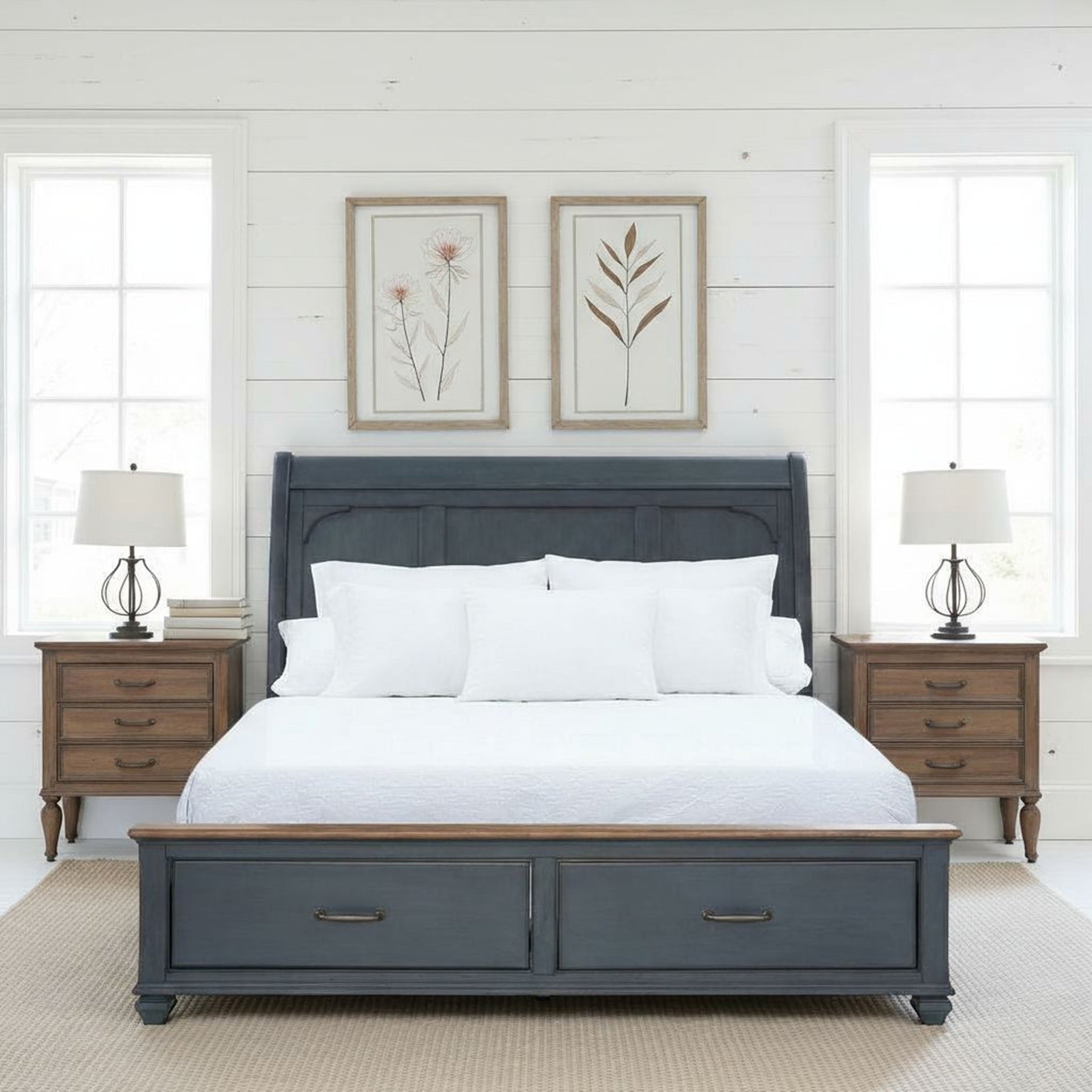 America King Size Sleigh Bed, Corduroy