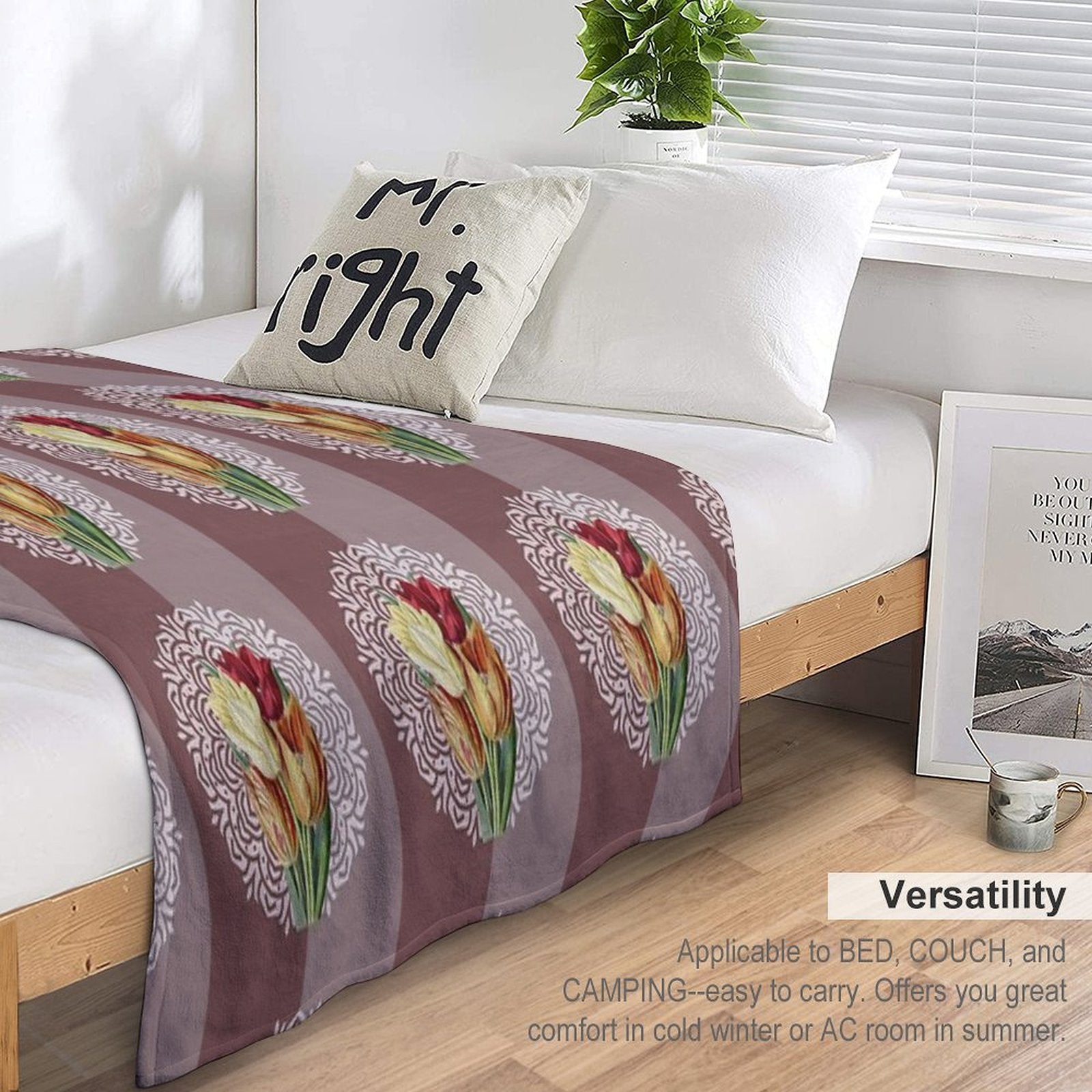 Vintage Flowers And Mandala Plush Throw Blanket