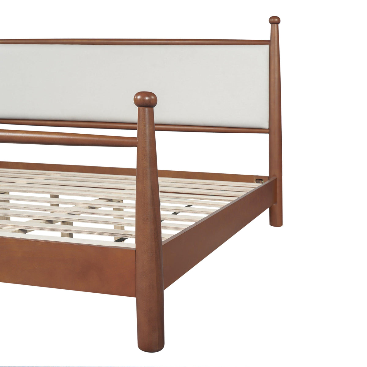 King Size Solid Poplar & Plywood Bed Frame with Upholstered Headboard