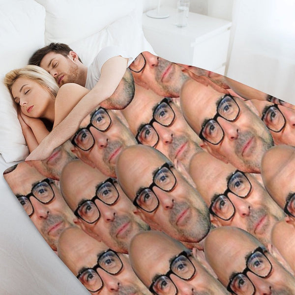 Stanley Tucci Head Design Machine-washable Throw Blanket