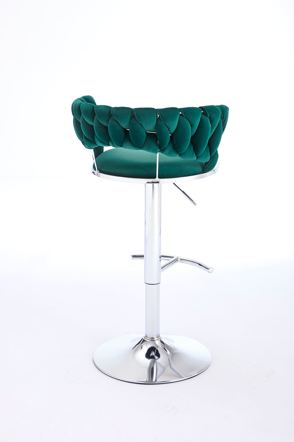 Set of 2 Bar Stools with Chrome Footrest & Base Swivel Height Adjustable Velvet