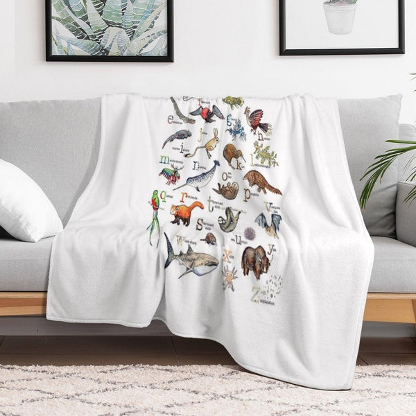A to Z of Amazing Animals Throw Blanket